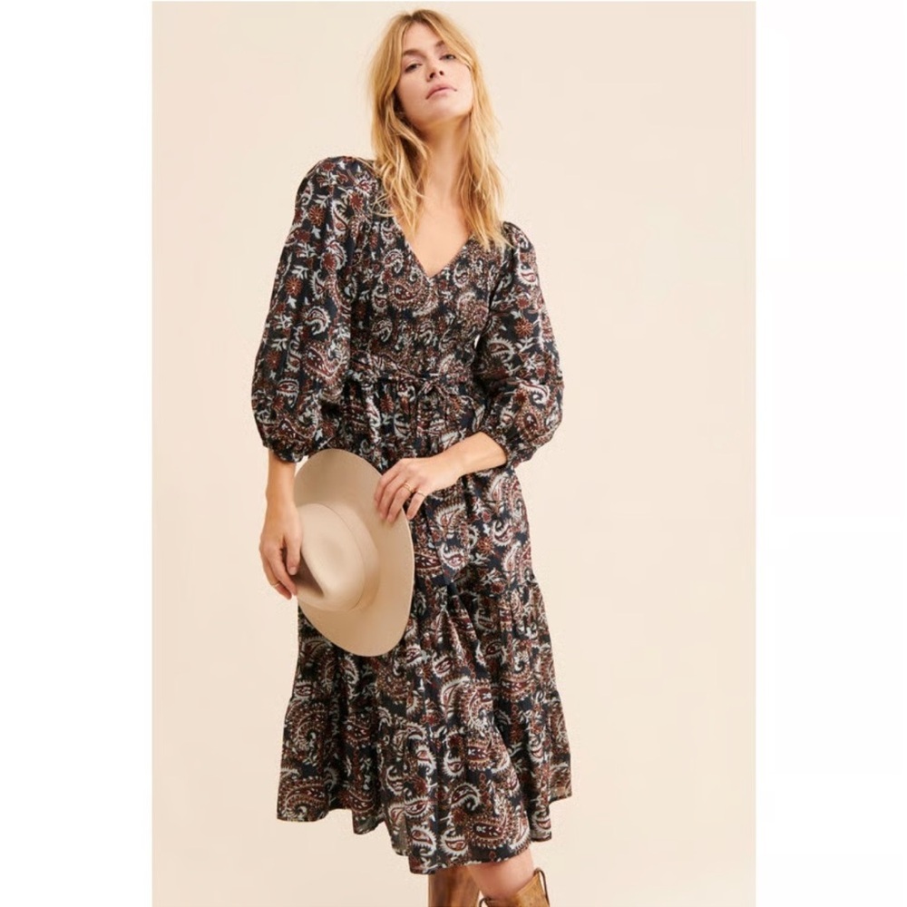 Cleobella Carly Paisley V-Neck Midi Dress